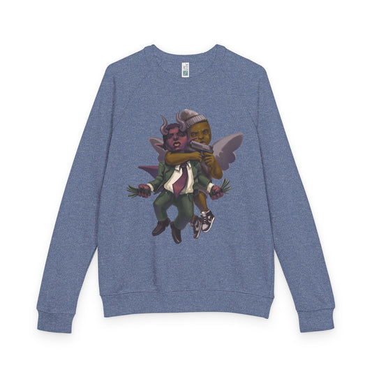 Eyes on GOD Crewneck Sweatshirt, Unisex Raglan Sweater, Trendy Streetwear, Geeky Gift, Stylish Layering Piece