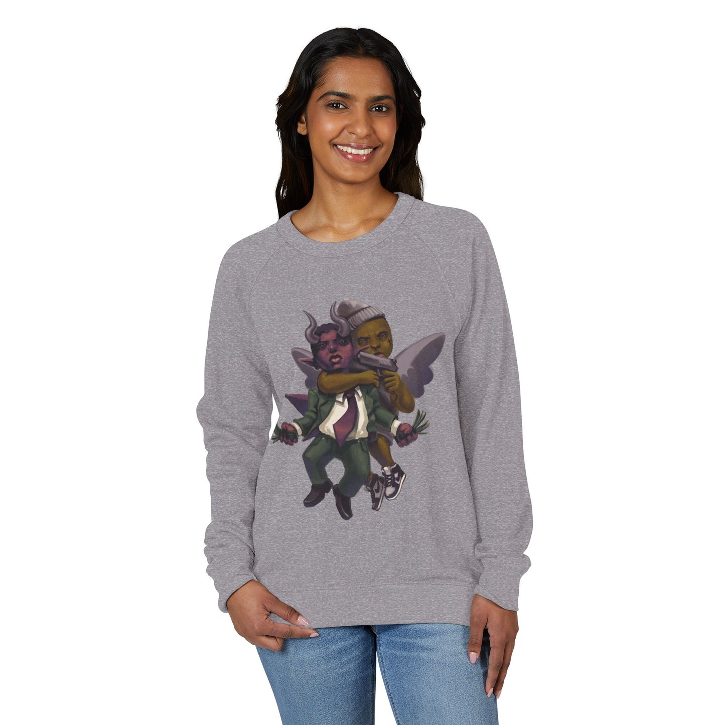 Eyes on GOD Crewneck Sweatshirt, Unisex Raglan Sweater, Trendy Streetwear, Geeky Gift, Stylish Layering Piece